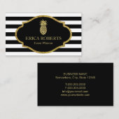 Gebeurtenisplanner Gold anananas Moderne stripes Visitekaartje (Voorkant / Achterkant)