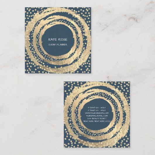 GebeurtenisPlanner Muziek Media Mode Blogger Blue  Vierkante Visitekaartje (Voorkant / Achterkant)