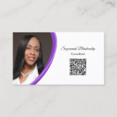 Gebeurtenisplanner Paars Wit Aangepaste QR-code fo Visitekaartje (Voorkant)