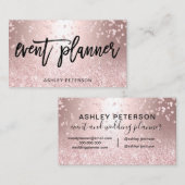 Gebeurtenisplanner roos goud glitter metallic conf visitekaartje (Voorkant / Achterkant)
