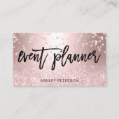 Gebeurtenisplanner roos goud glitter metallic conf visitekaartje (Voorkant)