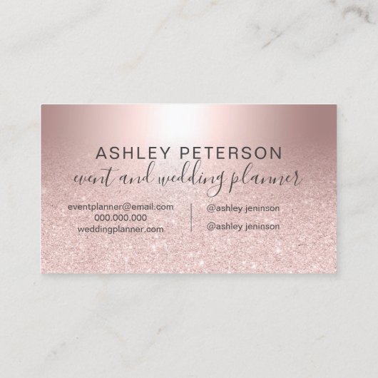 Gebeurtenisplanner Roos goud glitter ombre metalli Visitekaartje (Achterkant)