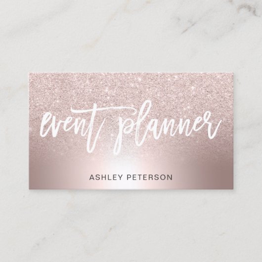 Gebeurtenisplanner Roos goud glitter ombre metalli Visitekaartje (Voorkant)