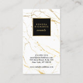 Gebeurtenisplanner voor wit en goud marmer visitekaartje (Achterkant)