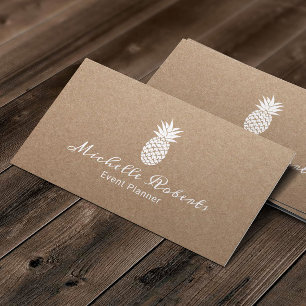 Gebeurtenisplanning Elegant ananas Rustic Kraft Visitekaartje