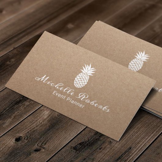 Gebeurtenisplanning Elegant ananas Rustic Kraft Visitekaartje