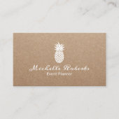 Gebeurtenisplanning Elegant ananas Rustic Kraft Visitekaartje (Voorkant)