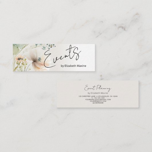 Gebeurtenisplanning Modern Boho Floral Mini Visitekaartje (Voorkant / Achterkant)