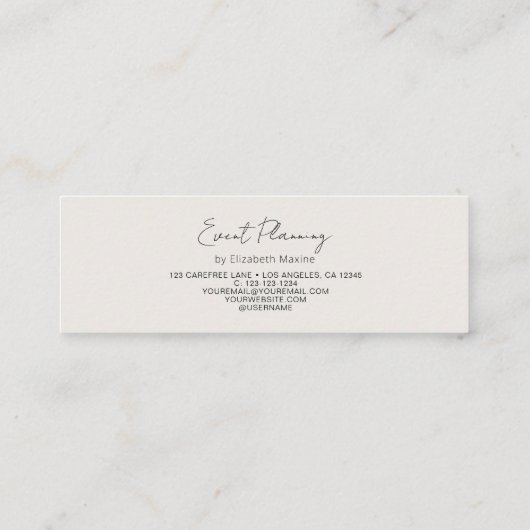 Gebeurtenisplanning Modern Boho Floral Mini Visitekaartje (Achterkant)