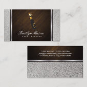 Gebeurtenissen / wit leder & hout / zilvertrim visitekaartje (Voorkant / Achterkant)