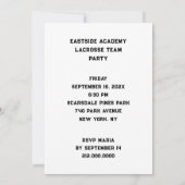 Gebeurtenisuitnodigingen van het Lacrosse-team Kaart (Achterkant)