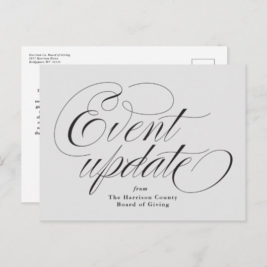 Gebeurtenisupdate grijs briefkaart (Voorkant / Achterkant)