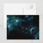 Gebewoonde planeet in de ruimte briefkaart (Voorkant / Achterkant)
