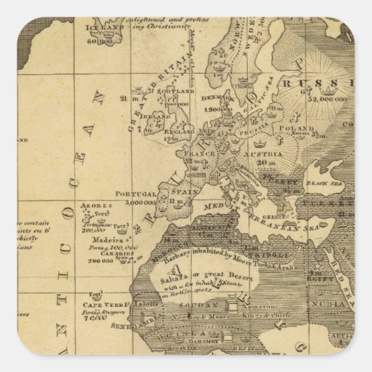 Gebewoonde wereld vierkante sticker (Voorkant)