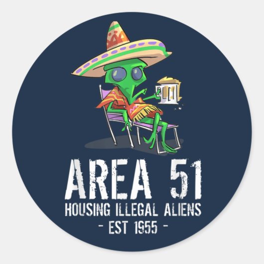 Gebied 51 Gag Gift UFO Drink Illegale vreemdeling Ronde Sticker (Voorkant)