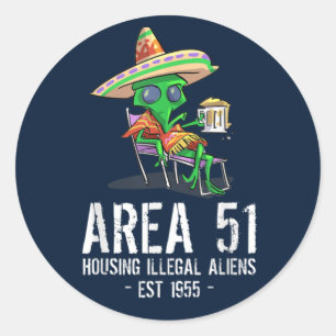 Gebied 51 Gag Gift UFO Drink Illegale vreemdeling Ronde Sticker