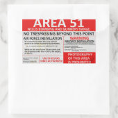 Gebied 51 rechthoekige sticker (Tas)
