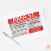 Gebied 51 rechthoekige sticker (Envelop)