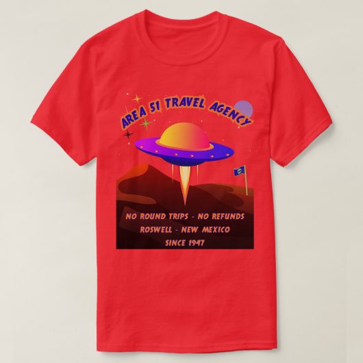 Gebied 51 Reisbureau T-shirt (Design voorkant)