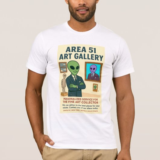Gebied 51 Santa Fe Art Gallery Roswell Aliens 1950 T-shirt (Voorkant)