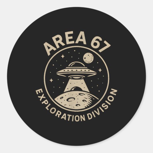 Gebied 67 Exploratie Divisie Grappig 67 Meme Ufo D Ronde Sticker (Voorkant)