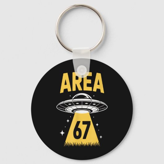 Gebied 67 Grappige Ufo Ruimteschip 6 7 Alien Thema Sleutelhanger (Voorkant)