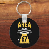 Gebied 67 Grappige Ufo Ruimteschip 6 7 Alien Thema Sleutelhanger (Voorkant)