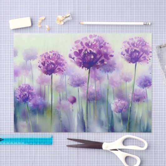 Gebied Bloemen-Allium, c) Waterverf Tissuepapier (Craft)