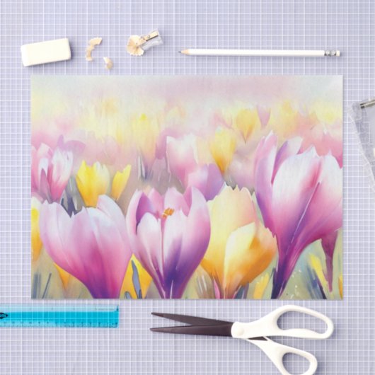 Gebied Bloemen-Crocus (D) Waterverf Tissuepapier (Craft)