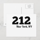 Gebied Code 212 New York NY Briefkaart (Voorkant / Achterkant)