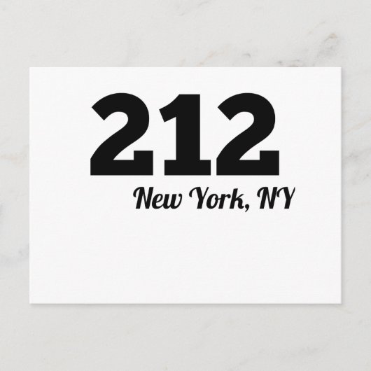 Gebied Code 212 New York NY Briefkaart (Voorkant)