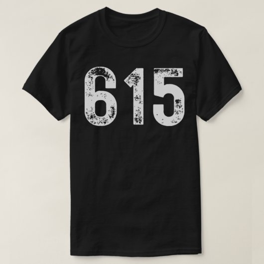 Gebied Code 615 voor Nashville Tennessee TN 615 T-shirt (Design voorkant)