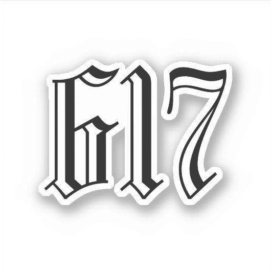 Gebied Code 617 (Boston) Sticker (Voorkant)