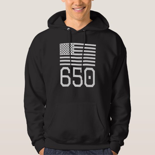 Gebied Code 650 Amerikaanse vlag San Francisco Cal Hoodie (Voorkant)