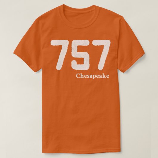 Gebied Code 757 Chesapeake Virginia T-shirt (Design voorkant)