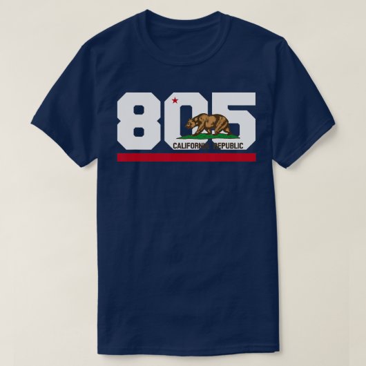 Gebied Code 805 Santa Barbara Californië T-shirt (Design voorkant)