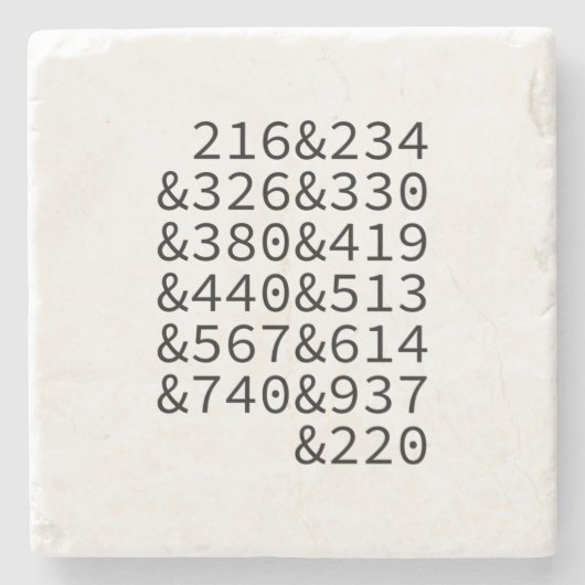 Gebied Codes Ohio Stenen Onderzetter (Voorkant)