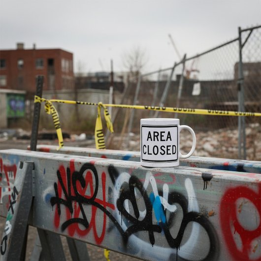 Gebied Gesloten teken Waarschuwing Beperkte zone Koffiemok