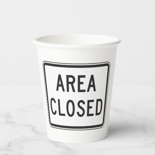Gebied Gesloten teken Waarschuwing Beperkte zone Papieren Bekers (Voorkant)