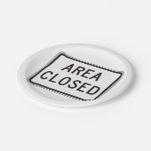 Gebied Gesloten teken Waarschuwing Beperkte zone Papieren Bordje (Gekanteld)