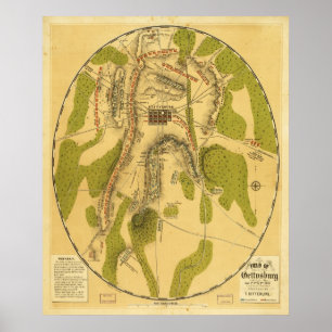 Gebied Gettysburg 1 juli 2012 en 3 juli 1863 Poster