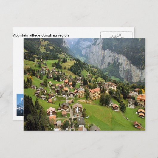 Gebied in het bergdorp Jungfrau Briefkaart (Voorkant / Achterkant)
