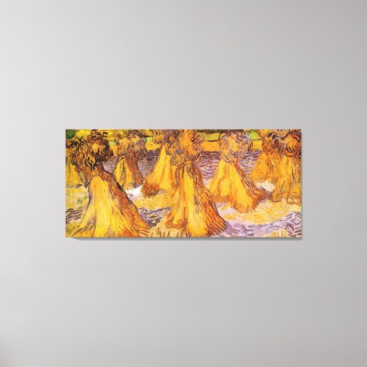 Gebied met Stacks of Wheat door Van Gogh. Canvas Afdruk (Voorkant)