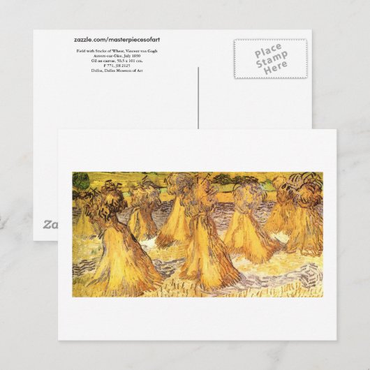 Gebied met Stacks van Wheat Van Gogh Fine Art Briefkaart (Voorkant / Achterkant)
