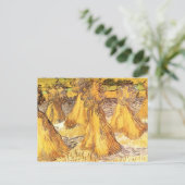 Gebied met Stacks van Wheat, Vincent van Gogh Briefkaart (Staand voorkant)