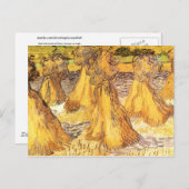 Gebied met Stacks van Wheat, Vincent van Gogh Briefkaart (Voorkant / Achterkant)