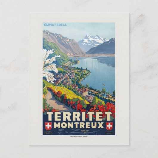 Gebied Montreux Vintage Poster 1924 Briefkaart (Voorkant)