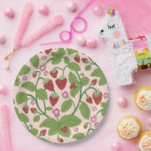 Gebied van Aardbeien op crème achtergrond Papieren Bordje (Feest)