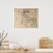 Gebied van Arizona kaart 1876 Poster (Keuken)