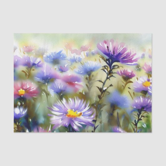 Gebied van Bloemen-Aster (A) Waterverf Tissuepapier (Voorkant)